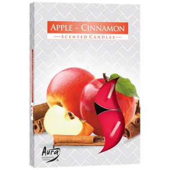 Svíčka Bispol vonné čajové svíčky 6 ks - APPLE & CINAMMON - jablko a skořice (Vonná čajová svíčka s vůní)