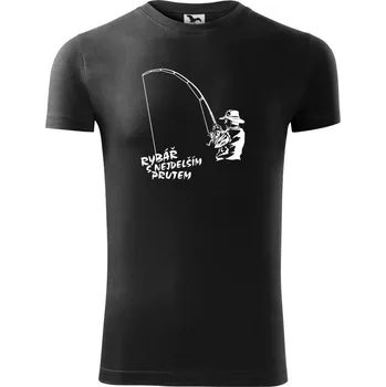 Pánské tričko Rybář s nejdelším prutem - Viper FIT - Pánské zůžené tričko - XL ( Černá )