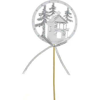 Vánoce Zápich domeček se stromy 8x8/30 cm