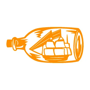 Samolepící dekorace Loď v láhvi 001 levá (06 - oranžová) SAMOLEPKA NA AUTO, NÁLEPKA, FÓLIE, POLEP, TUNING, VLASTNÍ TEXT, TISK, AUTOSAMOLEPKY.cz, POLEPY, OBRÁZEK, LOGO, 3D STICKERS