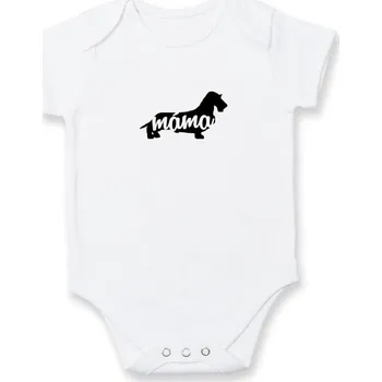 Kojenecký body Jezevčík dlouhosrstý máma obrys - Body kojenecké s krátkým rukávem - Krátký r. 12-18 měs ( Bílá )