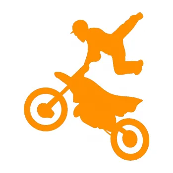 Samolepící dekorace Motorka 036 levá motokros freestyle (06 - oranžová) SAMOLEPKA NA AUTO, NÁLEPKA, FÓLIE, POLEP, TUNING, VLASTNÍ TEXT, TISK, AUTOSAMOLEPKY.cz, POLEPY, OBRÁZEK, LOGO, 3D STICKERS