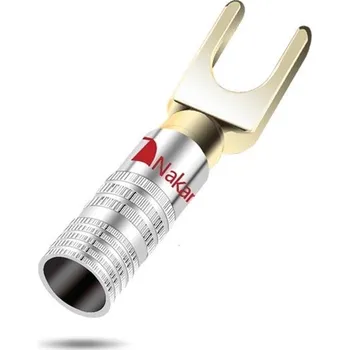 Elektrický konektor Vidlička Nakamichi červená pozlacená šroubovací