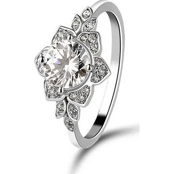 Prsten Elenys stříbrný rhodiovaný prsten Třpytivá květina Velikost: 5 (EU: 49-50)