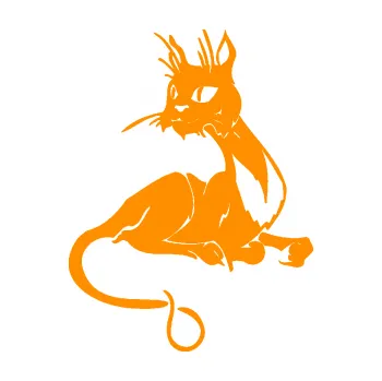 Samolepící dekorace SAMOLEPKA Kočka 015 levá (06 - oranžová) NA AUTO, NÁLEPKA, FÓLIE, POLEP, TUNING, VLASTNÍ TEXT, TISK, AUTOSAMOLEPKY.cz, POLEPY, OBRÁZEK, LOGO, SAMOLEPKY