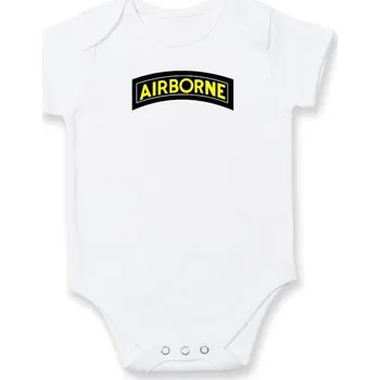 Kojenecké oblečení Airbone nápis - Body kojenecké s krátkým rukávem - Krátký r. do 3 měs ( Bílá )