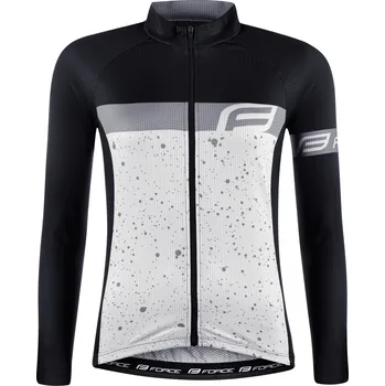 cyklistický dres Dámský dres FORCE SPRAY dlouhý rukáv bílo-černý 3XL