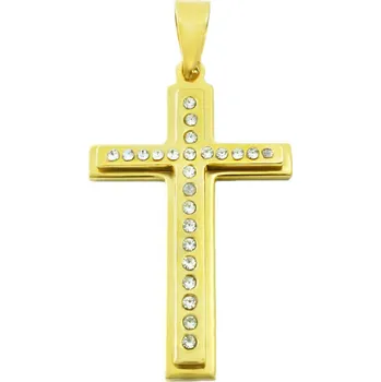 Přívěsek Přívěsek kříž zlatý se zirkony z chirurgické oceli S11144070