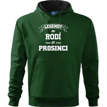 Pánská mikina Legendy se rodí v prosinci - Mikina pánská Cape s kapucí - 2XL ( Lahvově zelená )