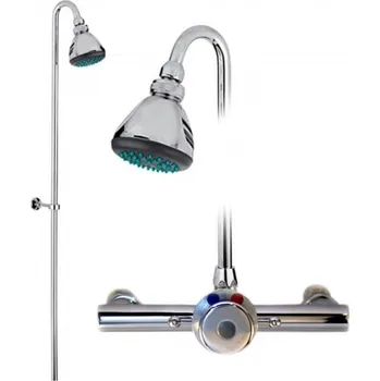 Vodovodní baterie Časová sprchová baterie s tlačným ventilem a hlavovou sprchou, rozteč 150 mm