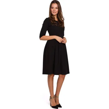 Dámské šaty K010 Přiléhavé šaty s nabíraným pasem - černé EU XL