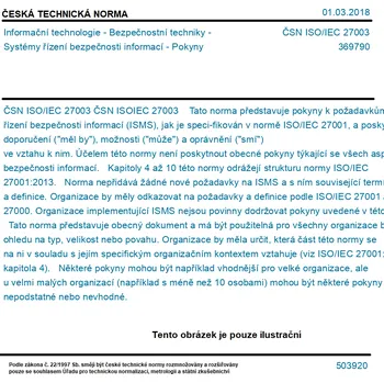ČSN ISO/IEC 27003 - Informační technologie - Bezpečnostní techniky - Systémy řízení bezpečnosti informací - Pokyny - Tisk