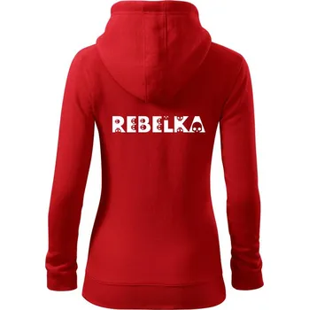 Dámská mikina Rebelka - lebky - Dámská mikina trendy zipper s kapucí - XL ( Červená )