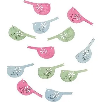 Velikonoční dekorace Dřevění ptáčci 4 cm, 12 ks 3935