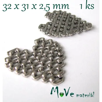Přívěsek Přívěsek srdce 32x31x2,5mm, 1ks, starostříbro