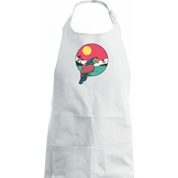 Kuchyňská zástěra Papoušek v kruhu u moře - Dámská zástěra na vaření - Univerzální velikost ( Bílá )