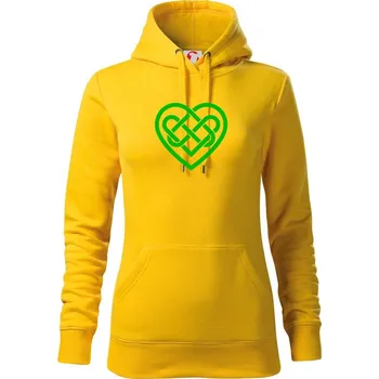 Dámská mikina Keltský uzel srdce - Mikina dámská Cape s kapucí - S ( Žlutá )