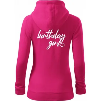 Dámská mikina Birthday girl psací - Dámská mikina trendy zipper s kapucí - L ( Purpurová )