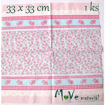 Papírový ubrousek Ubrousek na decoupage 33 x 33cm 1ks, růžičky