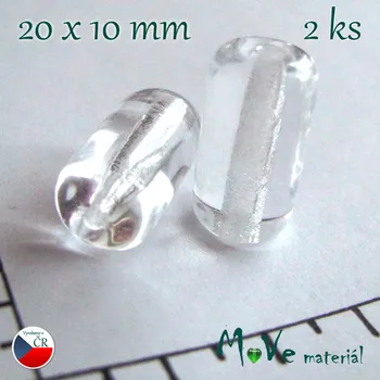 Dětské navlékací korálky České skleněné průhledné trubičky 20 x 10mm 2ks