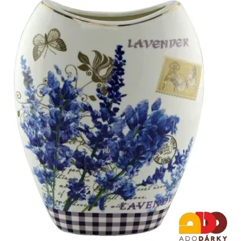 Váza Porcelánová váza 21 cm levandule (Porcelánová váza s dekorem levandule)