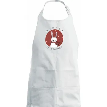 Kuchyňská zástěra Winter is coming zajíc - Dámská zástěra na vaření - Univerzální velikost ( Bílá )