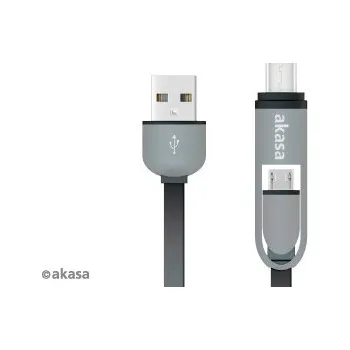 Kabel do PC AKASA AK-CBUB35-10BK Type C & Micro B to USB 2.0 Type A Cable, Ultra Thin and Chic 2 in 1 connector Cable, 100cm