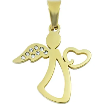 Přívěsek Dámský přívěsek anděl z chirurgické oceli se zirkony zlatý S11197070