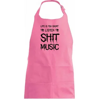 Kuchyňská zástěra Metal font - listen music (Hana-creative) - Dámská zástěra na vaření - Univerzální velikost ( Růžová )