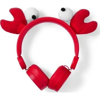 Sluchátka Animaticks Drátová Sluchátka | 1,2m Kulatý Kabel | Na Uši | Odpojitelná Magnetická Ouška | Chrissy Crab | Červená