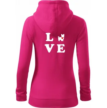 Dámská mikina Yorkšírský terier love - Dámská mikina trendy zipper s kapucí - XS ( Purpurová )