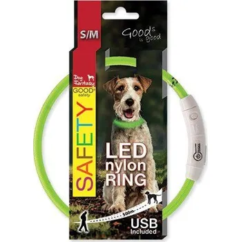 Obojek pro psa Obojek DOG FANTASY LED nylonový zelený S/M (1ks)