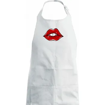 Kuchyňská zástěra Pusa pootevřená - Dámská zástěra na vaření - Univerzální velikost ( Bílá )