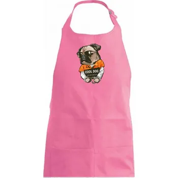 Kuchyňská zástěra Mops výtržník - Dámská zástěra na vaření - Univerzální velikost ( Růžová )
