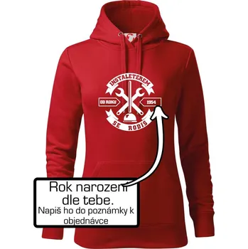 Dámská mikina instalatérem se rodíš - Mikina dámská Cape s kapucí - S ( Červená )