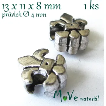 Dětské navlékací korálky Korálek kovový lilie, 1kus, starostříbro