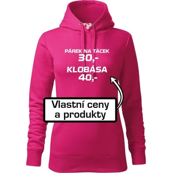 Dámská mikina Párek na tácek a klobása - Mikina dámská Cape s kapucí - M ( Purpurová )