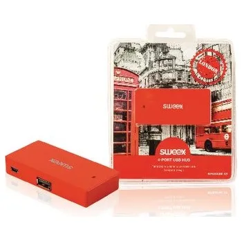 USB hub SWEEX USB rozbočovač London, 4 porty, červený (NPUS0480-03)