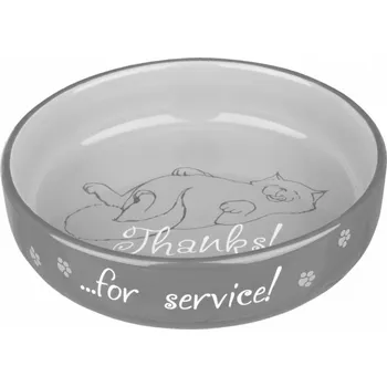 miska pro kočku TRIXIE Široká keramická miska pro kočky - dík za obsloužení Barva: šedá