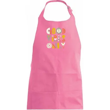 Kuchyňská zástěra Good vibes only - nápis - Dámská zástěra na vaření - Univerzální velikost ( Růžová )