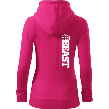Dámská mikina Beast hashtag - Dámská mikina trendy zipper s kapucí - L ( Purpurová )