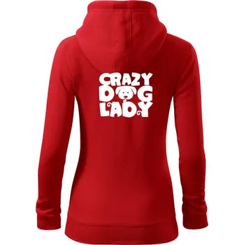 Dámská mikina Crazy dog lady - Dámská mikina trendy zipper s kapucí - M ( Červená )