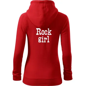 Dámská mikina Rock Girl - Dámská mikina trendy zipper s kapucí - L ( Červená )