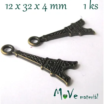 Přívěsek Přívěsek EIFFELOVKA 12x32x4mm, 1ks, staromosaz