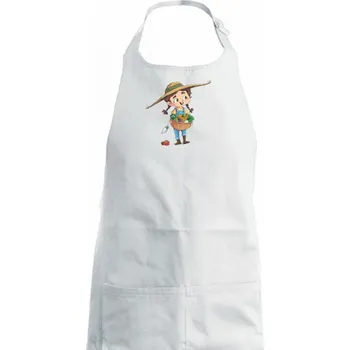 Kuchyňská zástěra Malá farmářka - Dámská zástěra na vaření - Univerzální velikost ( Bílá )