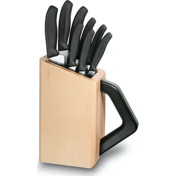 Kuchyňský nůž Sada nožů s blokem SWISS CLASSIC 8 ks - Victorinox (Špalek s noži 8ks plast černé - Victorinox)