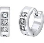 Kruhové ocelové náušnice 14 mm se zirkony