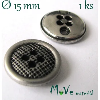 Knoflík Knoflík ozdobný čtyřdírkový 15mm/1ks