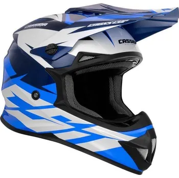 Helma na motorku Cassida Cross Cup TWO tmavě modrá bílá černá krosová helma, přilba na motorku XS