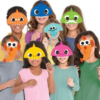 Party dekorace Baby Shark party masky 8 ks